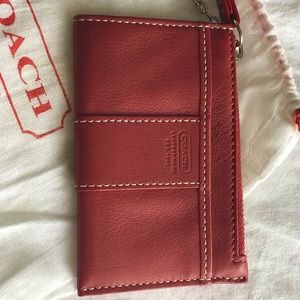 Coach Red Leather Key Chain Wallet.  Never used!!!